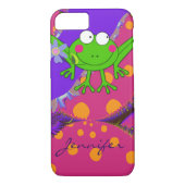 Grappige Kikker met Bloem & aangepaste Naam Case-Mate iPhone Case (Achterkant)