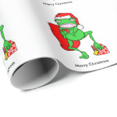 Grappige kikker met een rood Santa Claus Pet Cadeaupapier (Rol Hoek)