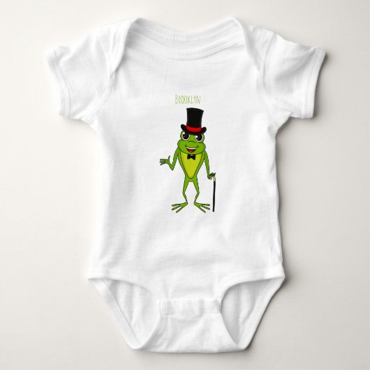 Grappige kikker met hoedje cartoon romper (Voorkant)