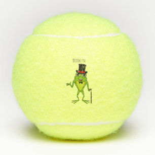 Grappige kikker met hoedje cartoon tennisballen