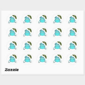 Grappige kikker met kerstmuts ronde sticker (Vel)