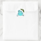 Grappige kikker met kerstmuts ronde sticker (Tas)