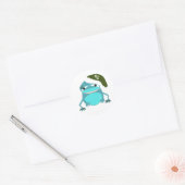 Grappige kikker met kerstmuts ronde sticker (Envelop)