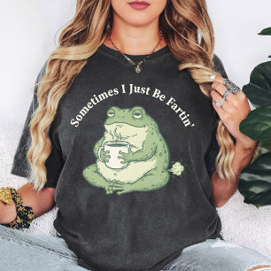 Grappige kikker met koffie die zegt dat ie gewoon t-shirt