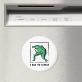 Grappige kikker met mes – "I Beg to Differ" Meme Magneet (Insitu (Vaatwasser))
