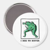Grappige kikker met mes – "I Beg to Differ" Meme Magneet (Voorkant / Achterkant)