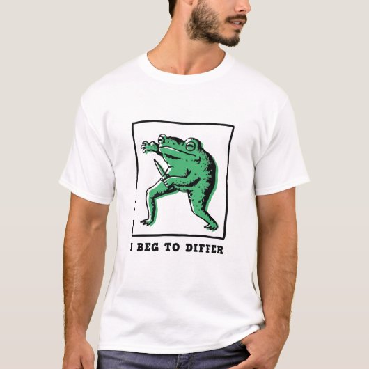 Grappige kikker met mes – "Ik ben het oneens" Meme T-shirt (Voorkant)