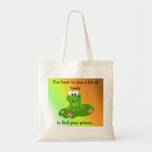 Grappige kikker met spreuk tote bag