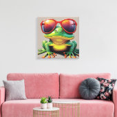 Grappige kikker met zonnebril canvas afdruk (Insitu (Woonkamer))