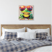 Grappige kikker met zonnebril canvas afdruk (Insitu (Slaapkamer))