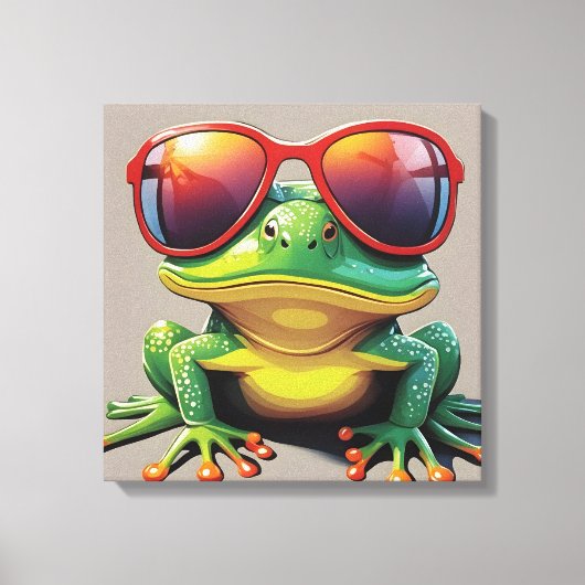 Grappige kikker met zonnebril canvas afdruk (Voorkant)