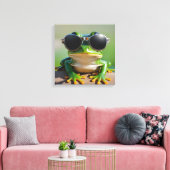 Grappige kikker met zonnebril canvas afdruk (Insitu (Woonkamer))