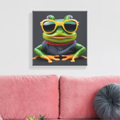 Grappige kikker met zonnebril canvas afdruk (Insitu (Woonkamer))