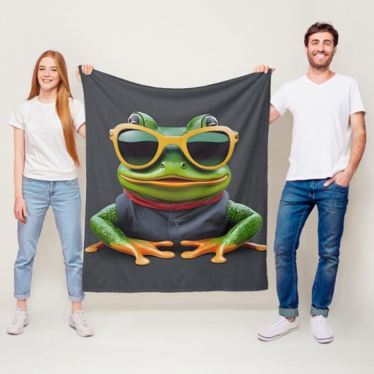 Grappige kikker met zonnebril fleece deken (In situ)