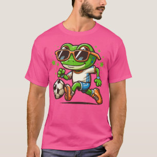 Grappige kikker met zonnebril kikker voetballen t-shirt