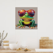 Grappige kikker met zonnebril poster (Keuken)