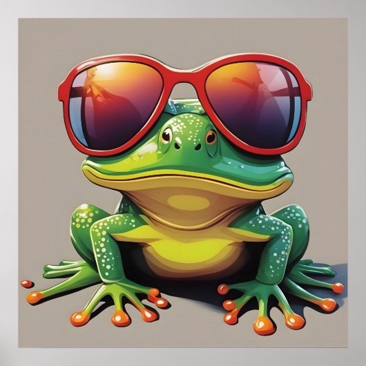 Grappige kikker met zonnebril poster (Voorkant)