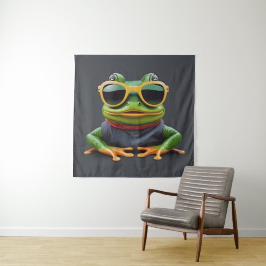 Grappige kikker met zonnebril wandkleed (In situ)