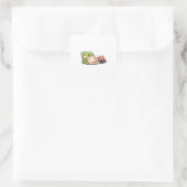 Grappige Kikker Negeert Telefoon Introvert Antisoc Vierkante Sticker (Tas)