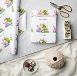 Grappige kikker op een lotus cadeaupapier