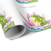 Grappige kikker op een lotus cadeaupapier (Rol Hoek)