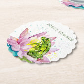 Grappige kikker op een lotus kartonnen onderzetters (Gekanteld)