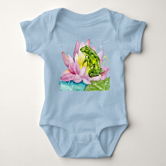 Grappige kikker op een lotus romper (Voorkant)