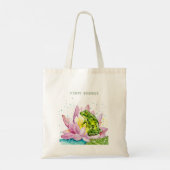 Grappige kikker op een lotus tote bag (Achterkant)