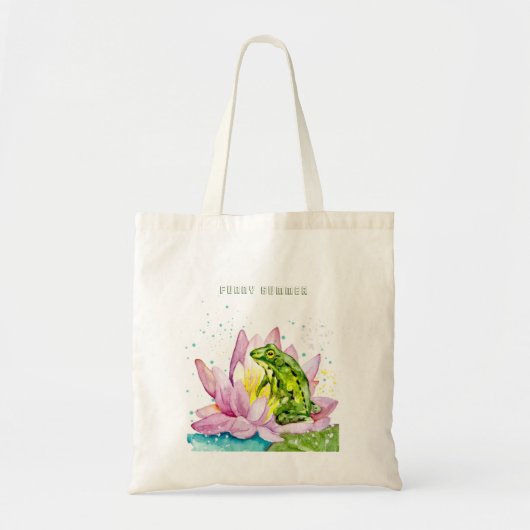 Grappige kikker op een lotus tote bag (Voorkant)