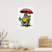 Grappige kikker op het strand poster (Keuken)