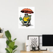Grappige kikker op het strand poster (Thuiskantoor)