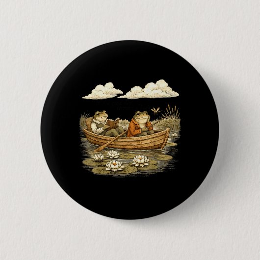 Grappige Kikker Pad Boek Liefhebbers Ronde Button 5,7 Cm (Voorkant)