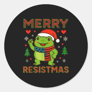 Grappige Kikker Prettig Resistmas Retro Politieke  Ronde Sticker