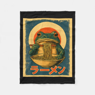 Grappige Kikker Ramen Kawaii Retro Japanse Rijzend Fleece Deken