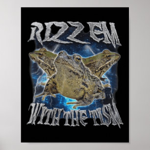 Grappige kikker Rizz em met de Tism kikker meme au Poster