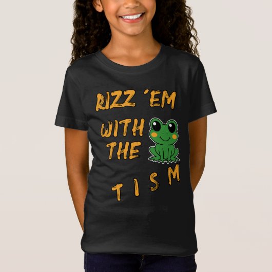Grappige kikker rizz em met het tim t-shirt (Voorkant)