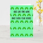 Grappige kikker sprong jaar verjaardag kaart (Gele Bloem)