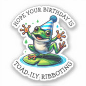 Grappige kikker thema verjaardag sticker (Voorkant)