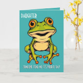Grappige Kikker Toad Croak Dochter Gelukkige Verja Kaart (Gele Bloem)