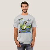 Grappige kikker vangen Dragonfly Art T-shirt (Voorkant volledig)