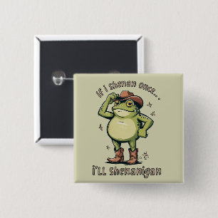 Grappige kikker voor geestelijke gezondheid Shenan Vierkante Button 5,1 Cm