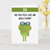 Grappige kikker wit aangepaste zoon 30e verjaardag kaart (Gele Bloem)