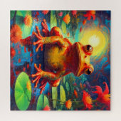 Grappige Kikker Zittend op een Lily Pad Legpuzzel (Horizontaal)