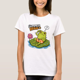Grappige Kikker Zomer Brein Dolle Kikker Cartoon T-shirt