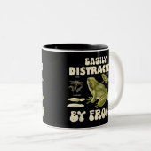 Grappige kikkerliefhebber gemakkelijk afgeleid doo tweekleurige koffiemok (Voorkant rechts)