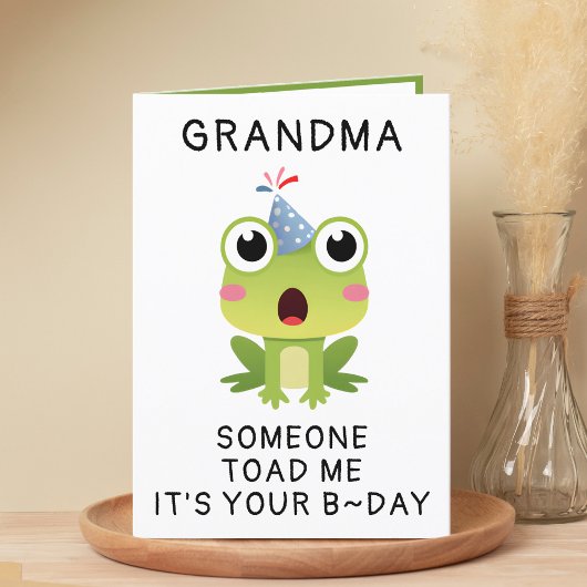 Grappige kikkerpad kruik oma Happy Birthday Bedankkaart