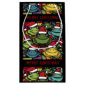 Grappige kikkers in kerstmuts Abstract Klein Cadeauzakje (Achterkant)