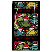 Grappige kikkers in kerstmuts Abstract Klein Cadeauzakje (Voorkant)
