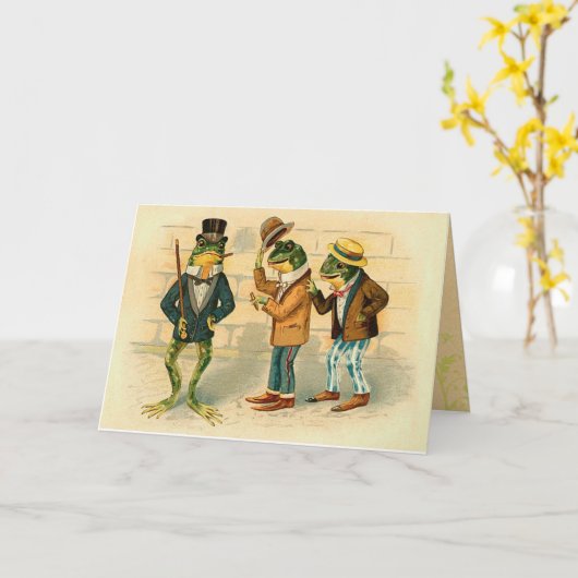 Grappige  kikkers kaart (Gele Bloem)