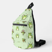 Grappige kikkers op pad sling bag (Rechterhoek)